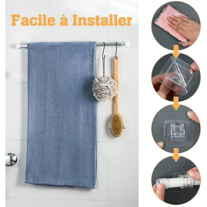 Support à Rideau + Tige (70-120cm) - Installez en 1 Minute - Zéro Perçage