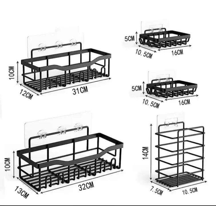 Set de Rangement Mural 5 Pièces – Cuisine & Salle de Bain Sans Perçage